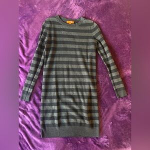 Joe Fresh Gray and Black Striped Knit Sweater Dress